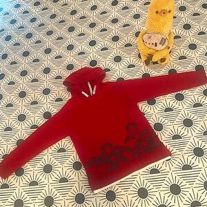 Super Cool Boy’s Red Vinyl Record Graphic Layered Hoodie (Sz 8)